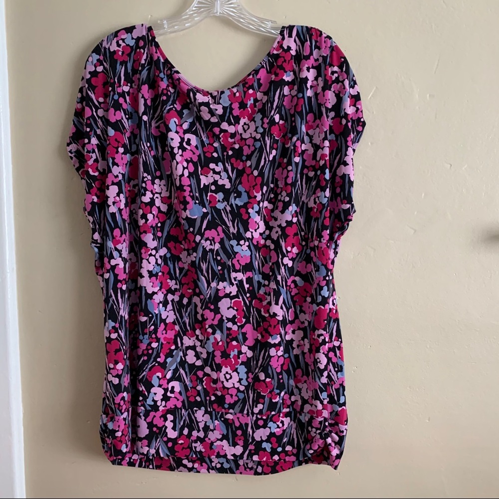 Oh Baby by Motherhood Floral Popover Short Sleeve Top, Large - Picture 2 of 6